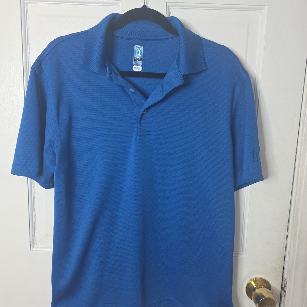 PGA Tour Pro Series Golf Shirt Air Flux, Medium, Classic Blue